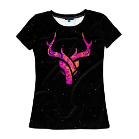 Женская футболка 3D с принтом Deer в Санкт-Петербурге, 100% полиэфир ( синтетическое хлопкоподобное полотно) | прямой крой, круглый вырез горловины, длина до линии бедер | deer | minimalism | минимализм | олень