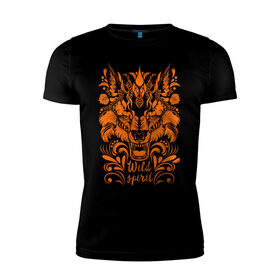 Мужская футболка премиум с принтом Wild Fox в Санкт-Петербурге, 92% хлопок, 8% лайкра | приталенный силуэт, круглый вырез ворота, длина до линии бедра, короткий рукав | fox | siberia | wild | волк | животные | лиса | свобода | сибирь