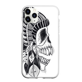 Чехол для iPhone 11 Pro матовый с принтом Индейский демон в Санкт-Петербурге, Силикон |  | indian | skeleton | skull | демон | индеец | перья | скелет | череп