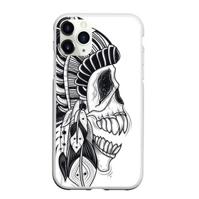 Чехол для iPhone 11 Pro Max матовый с принтом Индейский демон в Санкт-Петербурге, Силикон |  | Тематика изображения на принте: indian | skeleton | skull | демон | индеец | перья | скелет | череп