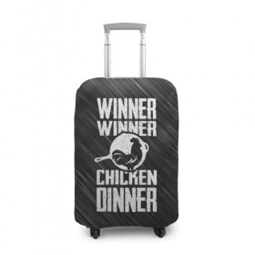 Чехол для чемодана 3D с принтом Winner Winner Chicken Dinner в Санкт-Петербурге, 86% полиэфир, 14% спандекс | двустороннее нанесение принта, прорези для ручек и колес | battle | battlegrounds | player | pubg | royale | unknowns | битва | игра | королевская | пабг | пубг