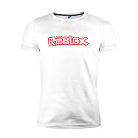 Мужская футболка премиум с принтом Roblox в Санкт-Петербурге, 92% хлопок, 8% лайкра | приталенный силуэт, круглый вырез ворота, длина до линии бедра, короткий рукав | Тематика изображения на принте: minecraft | roblox | игра | копатель | майнкрафт | роблокс