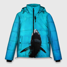 Мужская зимняя куртка 3D с принтом Акула на охоте в Санкт-Петербурге, верх — 100% полиэстер; подкладка — 100% полиэстер; утеплитель — 100% полиэстер | длина ниже бедра, свободный силуэт Оверсайз. Есть воротник-стойка, отстегивающийся капюшон и ветрозащитная планка. 

Боковые карманы с листочкой на кнопках и внутренний карман на молнии. | акула | женщина | море | охота | рыба | хищник