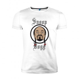 Мужская футболка премиум с принтом Снуп Дог | Snoop Dogg в Санкт-Петербурге, 92% хлопок, 8% лайкра | приталенный силуэт, круглый вырез ворота, длина до линии бедра, короткий рукав | 