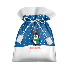 Подарочный 3D мешок с принтом Праздничный пингвинчик в Санкт-Петербурге, 100% полиэстер | Размер: 29*39 см | christmas | deer | new | pinguin | snow | snowflakes | winter | xmas | year | год | зима | новый | олень | пингвин | рождество | снег | снежинки
