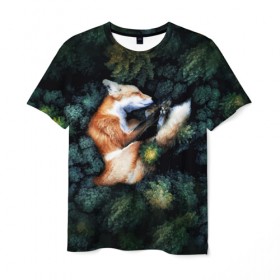 Мужская футболка 3D с принтом Лисичка в Лесу в Санкт-Петербурге, 100% полиэфир | прямой крой, круглый вырез горловины, длина до линии бедер | core | cute | forest | fox | foxes | ginger | world | деревья | забавная | зелень | кино | лес | лис | лиса | лисица | лисицы | лисичка | лисички | лист | листва | лисы | милая | мира | рыжая | рыжие | сердце | смешная | фильм | фыр