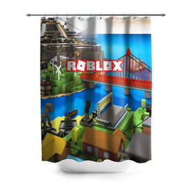 Штора 3D для ванной с принтом ROBLOX в Санкт-Петербурге, 100% полиэстер | плотность материала — 100 г/м2. Стандартный размер — 146 см х 180 см. По верхнему краю — пластиковые люверсы для креплений. В комплекте 10 пластиковых колец | block | lego | logo | minecraft | online | oof | quest | roblocks | roblockx | roblox | studio | блок | блоки | голова | игра | игры | квест | лего | лицо | лого | логотип | майнкрафт | онлайн | роблокс | символ | студия