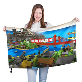 Флаг 3D с принтом ROBLOX в Санкт-Петербурге, 100% полиэстер | плотность ткани — 95 г/м2, размер — 67 х 109 см. Принт наносится с одной стороны | block | lego | logo | minecraft | online | oof | quest | roblocks | roblockx | roblox | studio | блок | блоки | голова | игра | игры | квест | лего | лицо | лого | логотип | майнкрафт | онлайн | роблокс | символ | студия