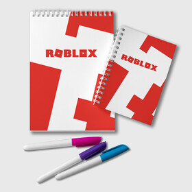 Блокнот с принтом ROBLOX Red в Санкт-Петербурге, 100% бумага | 48 листов, плотность листов — 60 г/м2, плотность картонной обложки — 250 г/м2. Листы скреплены удобной пружинной спиралью. Цвет линий — светло-серый
 | block | lego | logo | minecraft | online | oof | quest | roblocks | roblockx | roblox | studio | блок | блоки | голова | игра | игры | квест | лего | лицо | лого | логотип | майнкрафт | онлайн | роблокс | символ | студия