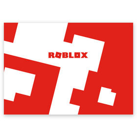 Поздравительная открытка с принтом ROBLOX Red в Санкт-Петербурге, 100% бумага | плотность бумаги 280 г/м2, матовая, на обратной стороне линовка и место для марки
 | block | lego | logo | minecraft | online | oof | quest | roblocks | roblockx | roblox | studio | блок | блоки | голова | игра | игры | квест | лего | лицо | лого | логотип | майнкрафт | онлайн | роблокс | символ | студия
