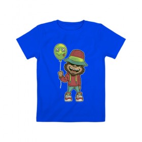 Детская футболка хлопок с принтом Обезьяна с шариком в Санкт-Петербурге, 100% хлопок | круглый вырез горловины, полуприлегающий силуэт, длина до линии бедер | обезьяна | обезьяны | урбан | хиппи | хипстер | шарик