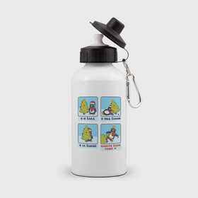 Бутылка спортивная с принтом Новогодний Пингвин в Санкт-Петербурге, металл | емкость — 500 мл, в комплекте две пластиковые крышки и карабин для крепления | Тематика изображения на принте: 