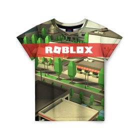 Детская футболка 3D с принтом ROBLOX City в Санкт-Петербурге, 100% гипоаллергенный полиэфир | прямой крой, круглый вырез горловины, длина до линии бедер, чуть спущенное плечо, ткань немного тянется | Тематика изображения на принте: lego | logo | meme | memes | minecraft | oof | quest | roblocks | roblockx | roblox | studio | блок | блоки | голова | игра | игры | квест | лего | лицо | лого | логотип | майнкрафт | мем | мемы | онлайн | роблокс | студия