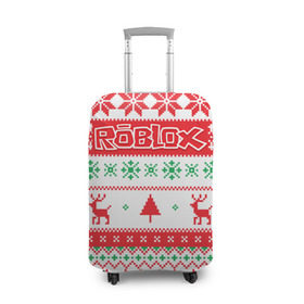 Чехол для чемодана 3D с принтом Новогодний Roblox в Санкт-Петербурге, 86% полиэфир, 14% спандекс | двустороннее нанесение принта, прорези для ручек и колес | dynablocks | roblox | блоки | вселенная | герои | год | кубики | новый | роблокс | снег | снежинки | узор