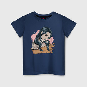 Детская футболка хлопок с принтом Девушка в Санкт-Петербурге, 100% хлопок | круглый вырез горловины, полуприлегающий силуэт, длина до линии бедер | Тематика изображения на принте: девушка | тату | татуировки
