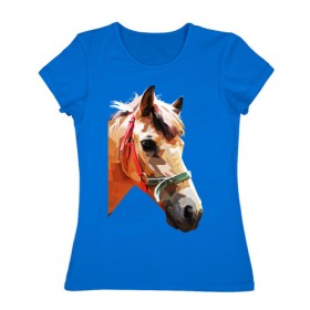 Женская футболка хлопок с принтом Лошадь в Санкт-Петербурге, 100% хлопок | прямой крой, круглый вырез горловины, длина до линии бедер, слегка спущенное плечо | абстракция | конь | лошадка | лошадь