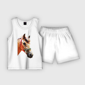 Детская пижама с шортами хлопок с принтом Лошадь в Санкт-Петербурге,  |  | абстракция | конь | лошадка | лошадь
