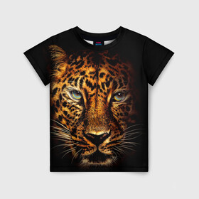 Детская футболка 3D с принтом Ягуар в Санкт-Петербурге, 100% гипоаллергенный полиэфир | прямой крой, круглый вырез горловины, длина до линии бедер, чуть спущенное плечо, ткань немного тянется | гепард | кошка | леопард | охотник | тигр | хищник | ягуар