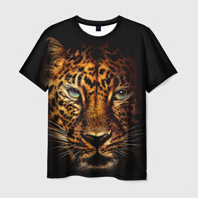 Мужская футболка 3D с принтом Ягуар в Санкт-Петербурге, 100% полиэфир | прямой крой, круглый вырез горловины, длина до линии бедер | Тематика изображения на принте: гепард | кошка | леопард | охотник | тигр | хищник | ягуар