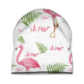 Шапка 3D с принтом Lil Peep pink flamingo в Санкт-Петербурге, 100% полиэстер | универсальный размер, печать по всей поверхности изделия | Тематика изображения на принте: benz truck | girls. pink | gustav hr | hip hop | lil | lil peep | peep | rap | лил | лилпип | листья | пальма | пальмы | пип | розовый | рэп | фламинго | хип хоп | эмо | эмо реп