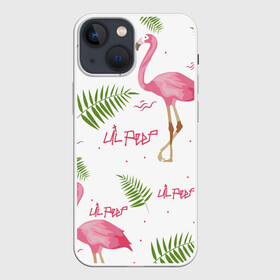 Чехол для iPhone 13 mini с принтом Lil Peep pink flamingo в Санкт-Петербурге,  |  | Тематика изображения на принте: benz truck | girls. pink | gustav hr | hip hop | lil | lil peep | peep | rap | лил | лилпип | листья | пальма | пальмы | пип | розовый | рэп | фламинго | хип хоп | эмо | эмо реп