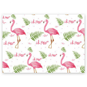 Поздравительная открытка с принтом Lil Peep pink flamingo в Санкт-Петербурге, 100% бумага | плотность бумаги 280 г/м2, матовая, на обратной стороне линовка и место для марки
 | benz truck | girls. pink | gustav hr | hip hop | lil | lil peep | peep | rap | лил | лилпип | листья | пальма | пальмы | пип | розовый | рэп | фламинго | хип хоп | эмо | эмо реп