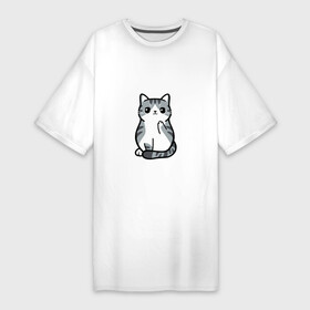 Платье-футболка хлопок с принтом I Dont Give A Meow в Санкт-Петербурге,  |  | дерзкий | дикий | кот | котенок | котик | котэ | кошечка | лапочка | милашка | милота | милый | мимими | мяу | полосатый