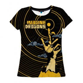 Женская футболка 3D с принтом Imagine Dragons в Санкт-Петербурге, 100% полиэфир ( синтетическое хлопкоподобное полотно) | прямой крой, круглый вырез горловины, длина до линии бедер | imagine dragons | imagine dragons origins | имэджн драгонз | рок