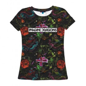 Женская футболка 3D с принтом Imagine Dragons Ink в Санкт-Петербурге, 100% полиэфир ( синтетическое хлопкоподобное полотно) | прямой крой, круглый вырез горловины, длина до линии бедер | imagine dragons | imagine dragons origins | имэджн драгонз | рок