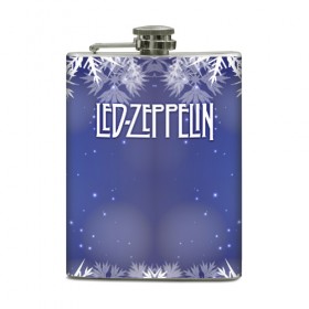 Фляга с принтом Новогодний Led Zeppelin в Санкт-Петербурге, металлический корпус | емкость 0,22 л, размер 125 х 94 мм. Виниловая наклейка запечатывается полностью | 