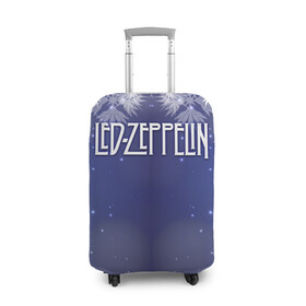Чехол для чемодана 3D с принтом Новогодний Led Zeppelin в Санкт-Петербурге, 86% полиэфир, 14% спандекс | двустороннее нанесение принта, прорези для ручек и колес | 
