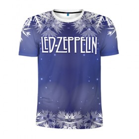 Мужская футболка 3D спортивная с принтом Новогодний Led Zeppelin в Санкт-Петербурге, 100% полиэстер с улучшенными характеристиками | приталенный силуэт, круглая горловина, широкие плечи, сужается к линии бедра | Тематика изображения на принте: 