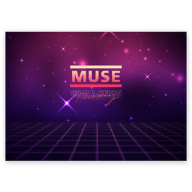 Поздравительная открытка с принтом Muse: Simulation Theory в Санкт-Петербурге, 100% бумага | плотность бумаги 280 г/м2, матовая, на обратной стороне линовка и место для марки
 | alternative | music | retro | rock | simulation | theory | альбом | альтернатива | альтернативная | беллами | музыка | мьюз | мэтью | ретро | рок
