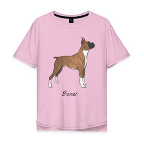Мужская футболка хлопок Oversize с принтом Немецкий Боксер в Санкт-Петербурге, 100% хлопок | свободный крой, круглый ворот, “спинка” длиннее передней части | boxer | dog | боксёр | собака | собака боксер | собаки