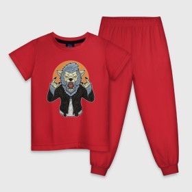Детская пижама хлопок с принтом Оборотень в Санкт-Петербурге, 100% хлопок |  брюки и футболка прямого кроя, без карманов, на брюках мягкая резинка на поясе и по низу штанин
 | 
