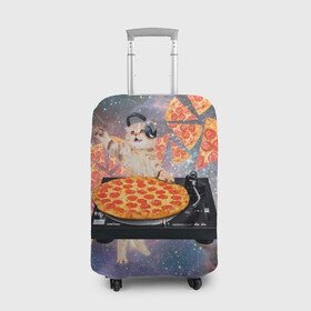 Чехол для чемодана 3D с принтом Кот Диджей в Санкт-Петербурге, 86% полиэфир, 14% спандекс | двустороннее нанесение принта, прорези для ручек и колес | Тематика изображения на принте: cat | cosmos | dj | fast | fastfood | food | meme | party | pizza | space | вечеринка | диджей | еда | космос | кошак | кошка | мем | пицца | фастфуд