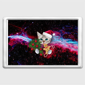 Магнит 45*70 с принтом astro cat в Санкт-Петербурге, Пластик | Размер: 78*52 мм; Размер печати: 70*45 | art | cat | new year | pizza | space | абстракция | еда | ёлка | звезды | киса | космос | кот | кот в космосе | кот с едой | котенок | котик | кошка | новый год | пицца | праздник | рождество | шапка