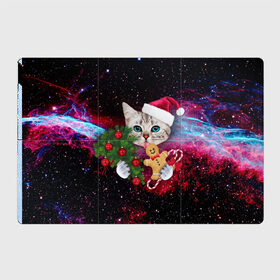 Магнитный плакат 3Х2 с принтом astro cat в Санкт-Петербурге, Полимерный материал с магнитным слоем | 6 деталей размером 9*9 см | art | cat | new year | pizza | space | абстракция | еда | ёлка | звезды | киса | космос | кот | кот в космосе | кот с едой | котенок | котик | кошка | новый год | пицца | праздник | рождество | шапка
