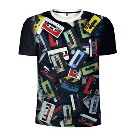 Мужская футболка 3D спортивная с принтом 90-е в Санкт-Петербурге, 100% полиэстер с улучшенными характеристиками | приталенный силуэт, круглая горловина, широкие плечи, сужается к линии бедра | music | детство | кассета | молодость | музыка | перестройка | ретро | ссср