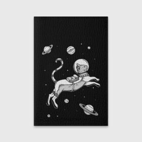 Обложка для паспорта матовая кожа с принтом кот в скафандре в Санкт-Петербурге, натуральная матовая кожа | размер 19,3 х 13,7 см; прозрачные пластиковые крепления | space | астронавт | галактика | звезды | космонавт | космос | кот | планеты | скафандр