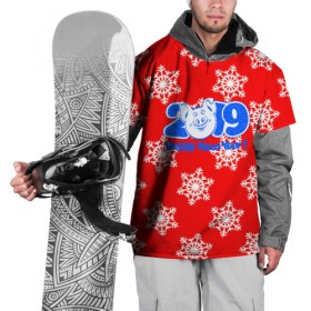 Накидка на куртку 3D с принтом HAPPY NEW YEAR 2019 в Санкт-Петербурге, 100% полиэстер |  | christmas | new year | pig | snow | год свиньи | ёлка | зима | кабан | каникулы | новогодний паттерн | новый год | праздник | рождество | свинья | снег | снежинки