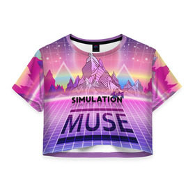 Женская футболка 3D укороченная с принтом Simulation Theory. Muse в Санкт-Петербурге, 100% полиэстер | круглая горловина, длина футболки до линии талии, рукава с отворотами | matthew bellamy | muse | simulation theory | мьюз | мэт бэллами | мэтью беллами