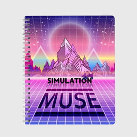 Тетрадь с принтом Simulation Theory Muse в Санкт-Петербурге, 100% бумага | 48 листов, плотность листов — 60 г/м2, плотность картонной обложки — 250 г/м2. Листы скреплены сбоку удобной пружинной спиралью. Уголки страниц и обложки скругленные. Цвет линий — светло-серый
 | matthew bellamy | muse | simulation theory | мьюз | мэт бэллами | мэтью беллами