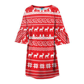 Детское платье 3D с принтом Новогодний Roblox в Санкт-Петербурге, 100% полиэстер | прямой силуэт, чуть расширенный к низу. Круглая горловина, на рукавах — воланы | dynablocks | roblox | блоки | вселенная | герои | год | кубики | новый | роблокс | снег | снежинки | узор