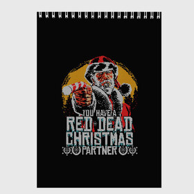 Скетчбук с принтом Red Dead Christmas в Санкт-Петербурге, 100% бумага
 | 48 листов, плотность листов — 100 г/м2, плотность картонной обложки — 250 г/м2. Листы скреплены сверху удобной пружинной спиралью | christmas | dead | gamer | john | marston | new | rdr | red | redemption | rockstar | shooter | western | xmas | year | вестерн | джон | марстон | рождество | шутер