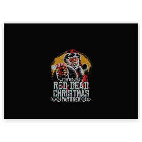 Поздравительная открытка с принтом Red Dead Christmas в Санкт-Петербурге, 100% бумага | плотность бумаги 280 г/м2, матовая, на обратной стороне линовка и место для марки
 | Тематика изображения на принте: christmas | dead | gamer | john | marston | new | rdr | red | redemption | rockstar | shooter | western | xmas | year | вестерн | джон | марстон | рождество | шутер