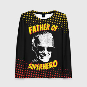 Женский лонгслив 3D с принтом Stan Lee: Father of Superhero в Санкт-Петербурге, 100% полиэстер | длинные рукава, круглый вырез горловины, полуприлегающий силуэт | avengers | father | hero | hulk | iron | lee | man | stan | stan lee | stanlee | superhero | thor | анти | герой | железный | комиксы | лии | мстители | отец | стен | стенли | стэн ли | супер | супергероев | тор | халк | человек