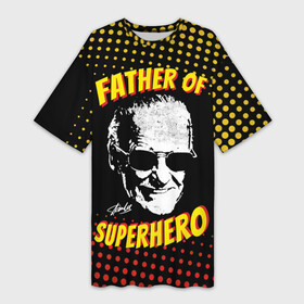 Платье-футболка 3D с принтом Stan Lee: Father of Superhero в Санкт-Петербурге,  |  | avengers | father | hero | hulk | iron | lee | man | stan | stan lee | stanlee | superhero | thor | анти | герой | железный | комиксы | лии | мстители | отец | стен | стенли | стэн ли | супер | супергероев | тор | халк | человек