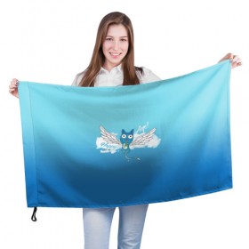 Флаг 3D с принтом Happy Aye! (Fairy Tail) в Санкт-Петербурге, 100% полиэстер | плотность ткани — 95 г/м2, размер — 67 х 109 см. Принт наносится с одной стороны | anime | blue | cat | fairy tail | happy | аниме | кот | кошка | синий | хвост феи | хэппи