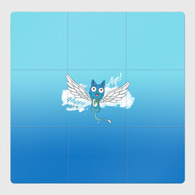 Магнитный плакат 3Х3 с принтом Happy Aye! (Fairy Tail) в Санкт-Петербурге, Полимерный материал с магнитным слоем | 9 деталей размером 9*9 см | Тематика изображения на принте: anime | blue | cat | fairy tail | happy | аниме | кот | кошка | синий | хвост феи | хэппи